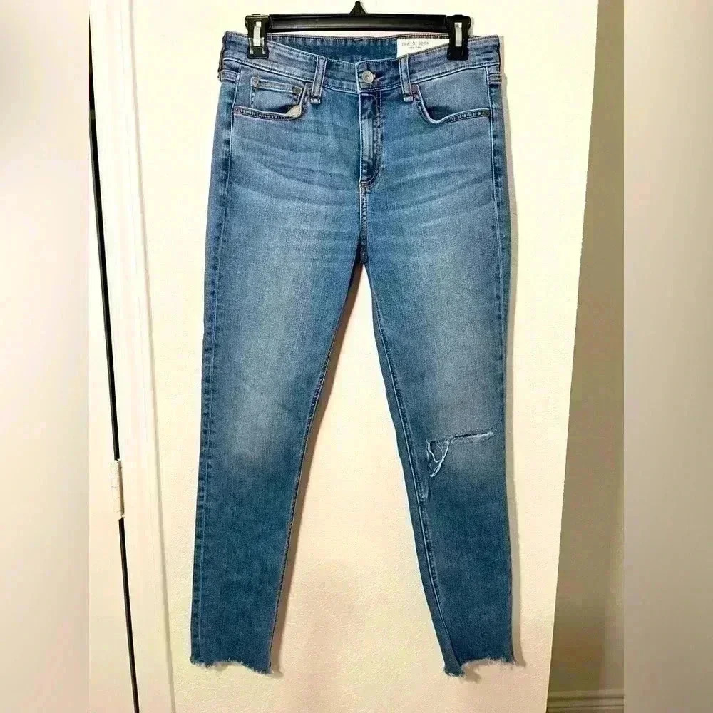 Rag And Bone Cate Mid Ride Ankle Skinny Blue Jeans Pant Womens Size 28
